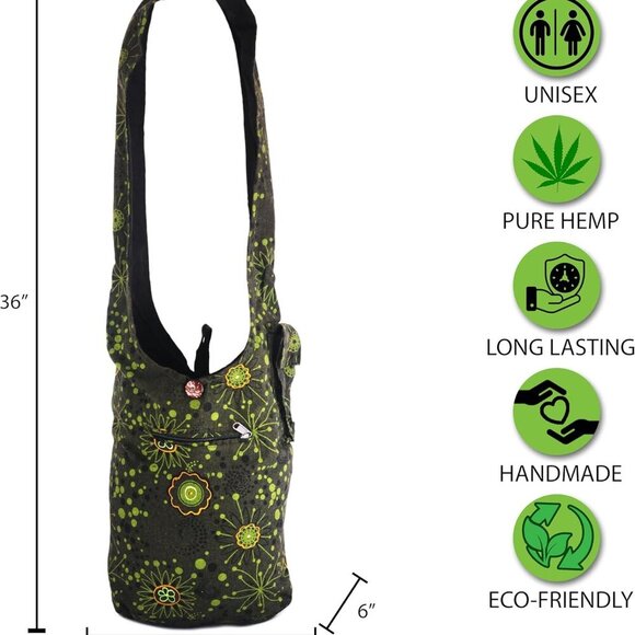 Handmade Cotton Jacquard Crossbody Bag, Large Size, Top Zip Closure, Embroidered - Picture 6 of 6